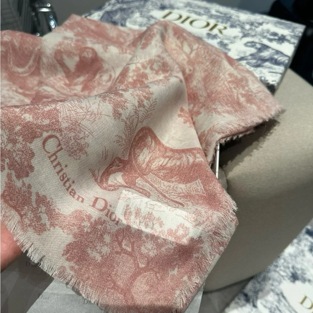 Dior Pink and White Women's Scarf